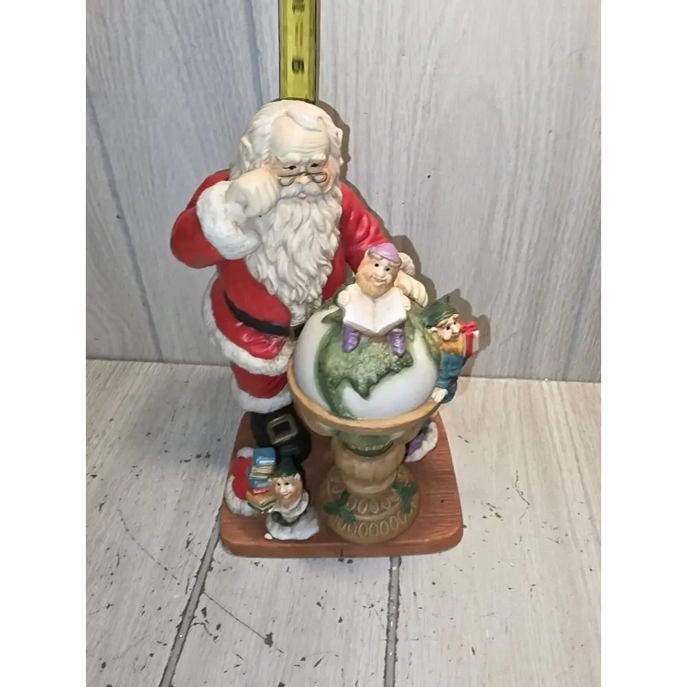 Vtg Santa Around The World Elves Looking At Globe Christmas Holiday Festive